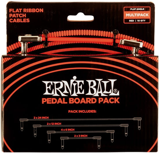 Ernie Ball 6404 Flat Ribbon Patch Cable, Red, Multipack 