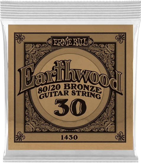 Ernie Ball 1430 Earthwood 80/20 Bronze Acoustic Single String, 30