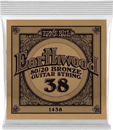 Ernie Ball 1438 Earthwood 80/20 Bronze Acoustic Single String, 38