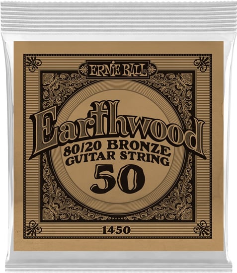 Ernie Ball 1450 Earthwood 80/20 Bronze Acoustic Single String, 50