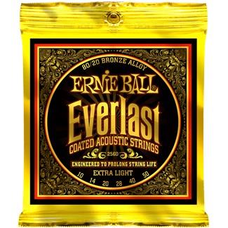 Ernie Ball 2560 Everlast Coated 80/20 Bronze Acoustic, Extra Light, 10-50