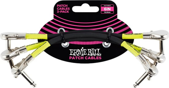 Ernie Ball 6059 Patch Cable, 6in/15cm, Black, 3 Pack