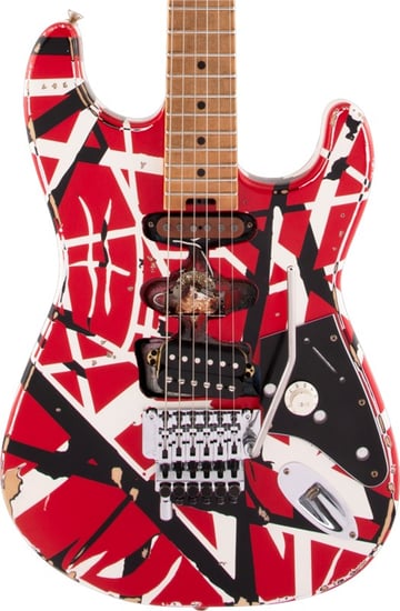 EVH Striped Series Frankie, Maple Fingerboard, Red/White/Black Relic