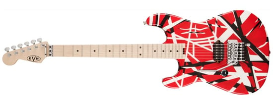 EVH Striped Series, Red with Black/White Stripes, Left Handed