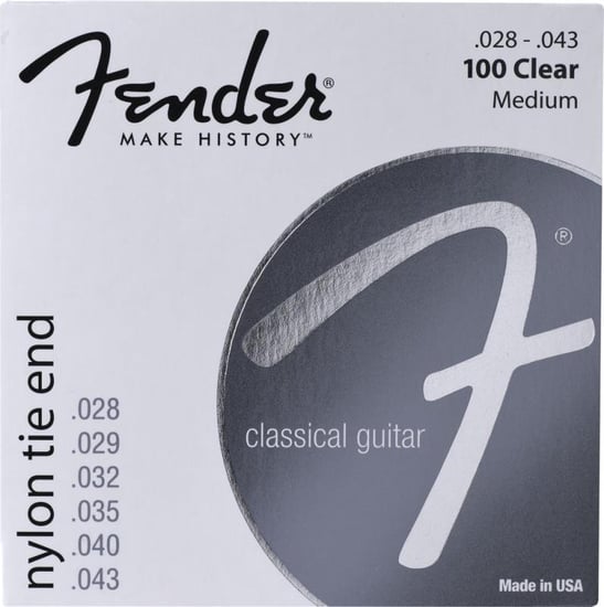 Fender Classic/Nylon, 100 Clear/Silver, Tie End, 028-043