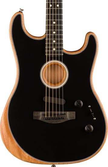 Fender American Acoustasonic Stratocaster Acoustic/Electric Guitar, Black