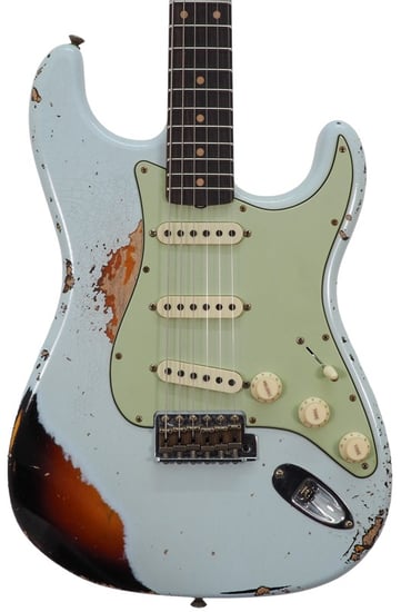 Fender Custom Shop '61 Stratocaster Heavy Relic, Faded Aged Sonic Blue over 3-Colour Sunburst