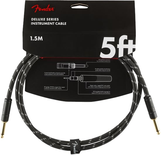 Fender Deluxe Instrument Patch Cable, 1.5m/5ft, Black Tweed