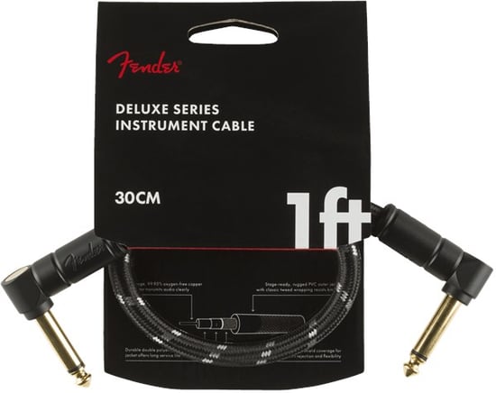 Fender Deluxe Instrument Patch Cable, 30cm/1ft, Black Tweed
