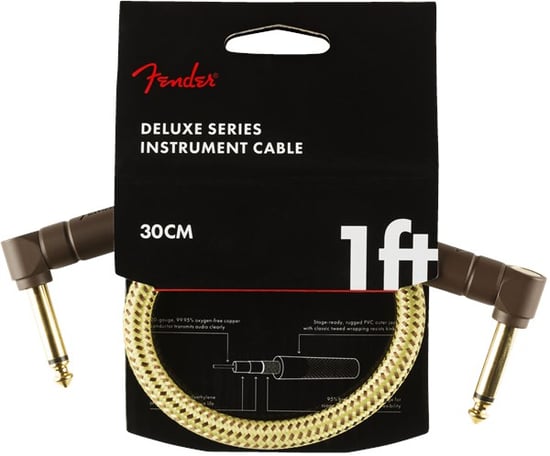 Fender Deluxe Instrument Patch Cable, 30cm/1ft, Tweed
