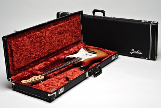 Fender Deluxe Strat/Tele Case, Black/Orange Plush Interior
