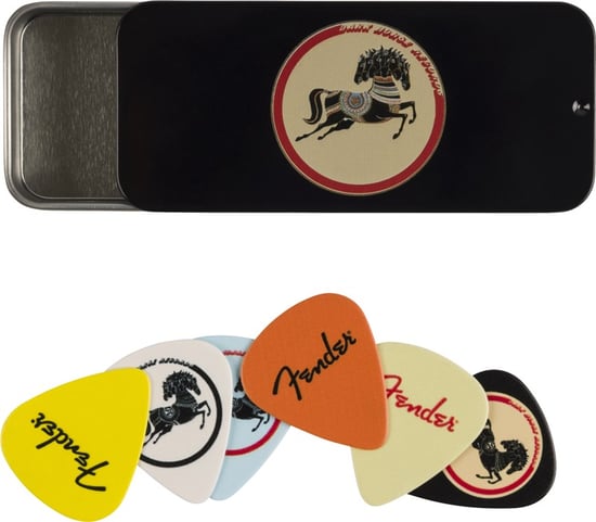 Fender George Harrison Dark Horse Pick Tin, Medium, Set of 6