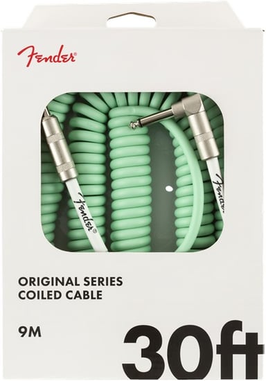 Fender Original Coiled Instrument Cable, Angled/Straight, 9.1m/30ft, Surf Green