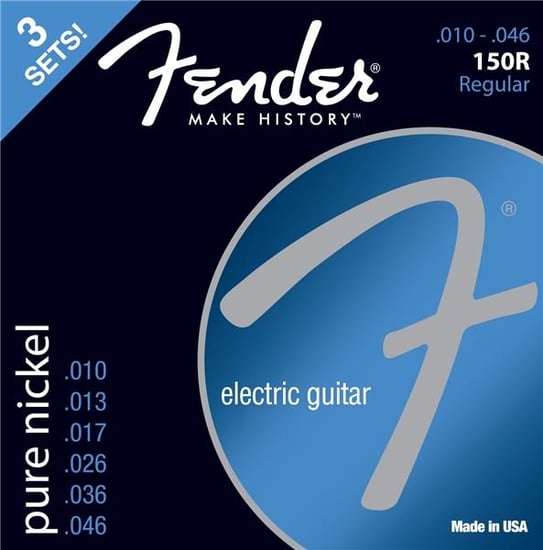 Fender Original Pure Nickel 150R Electric Guitar Strings, 3-Pack, 10-46 Gauge