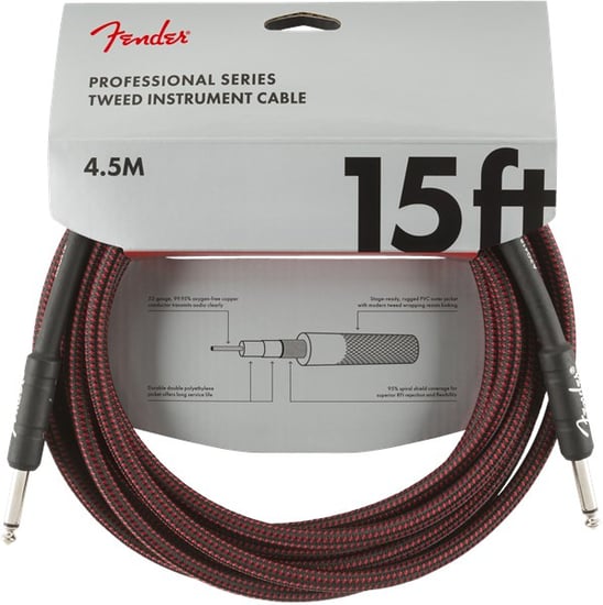 Fender Professional Instrument Cable, 4.5m/15ft, Red Tweed