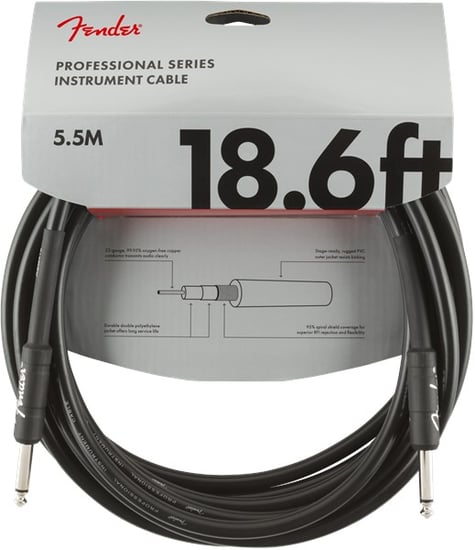 Fender Professional Instrument Cable, 5.7m/18.6ft, Black