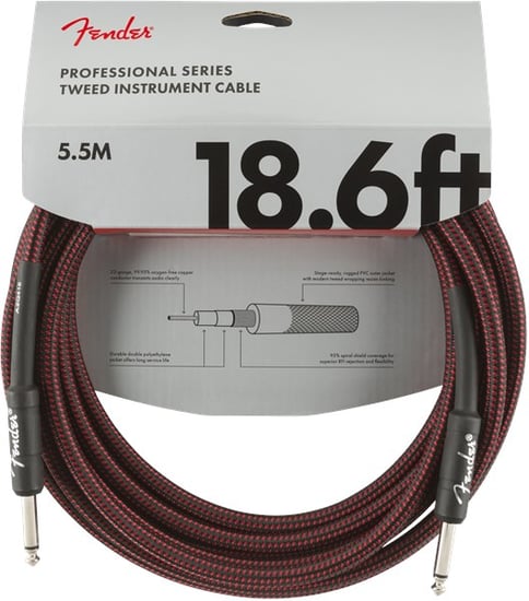 Fender Professional Instrument Cable, 5.7m/18.6ft, Red Tweed