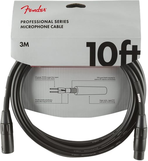 Fender Professional Microphone Cable, 3m/10ft, Black