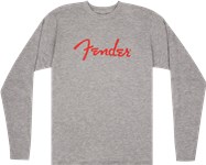 Fender Spaghetti Logo L/S T-Shirt, Heather Gray, S