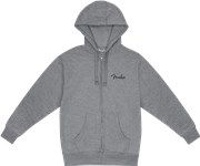 Fender Spaghetti Small Logo Zip Front Hoodie, Athletic Gray, M
