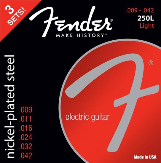 Fender Super 250 Nickel Plated Ball End Strings .009-.042 Gauges 3-Pack
