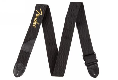 Fender Poly Strap, 2in, Black with Yellow Fender Logo
