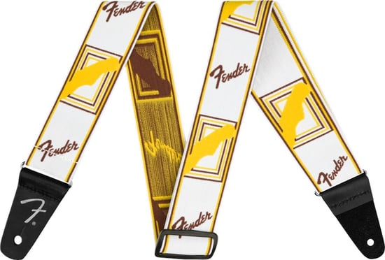 Fender Weighless 2" Monogrammed Strap White/Brown/Yellow