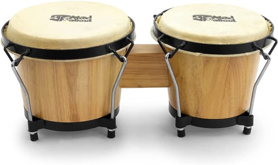 Mad About M-BON-NT Wooden Bongo Drums, 6/7in, Natural