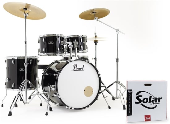 Pearl RS525 Roadshow Fusion 22, with Sabian Cymbals, Jet Black