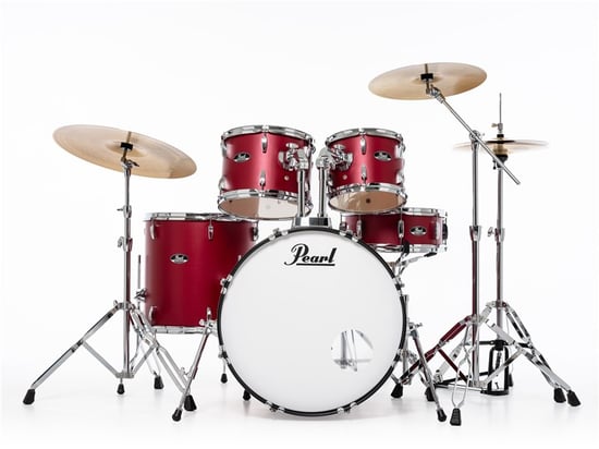 Pearl RS525 Roadshow Fusion 22, with Sabian Cymbals, Matte Red