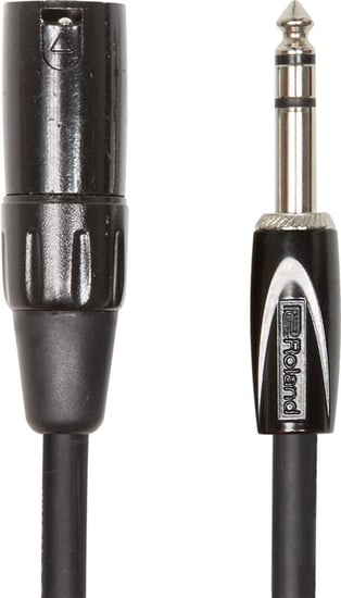 Roland RCC-10-TRXM Black Stereo Jack to Male XLR Cable, 10ft/3m