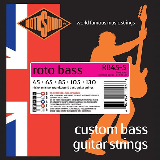 Rotosound RB45-5 Roto Bass, Long Scale, Standard, 45-130