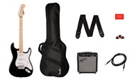 Squier Sonic Stratocaster Pack, Black, Gig Bag, 10G