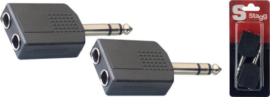 Stagg AC-PMS2PFH Dual Stereo Jack to Stereo Jack Adapter, 2 Pack