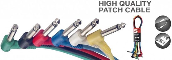 Stagg SPC030LE Mono Jack Angled Patch Cable Pack, 30cm/1ft, 6 Pack