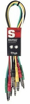 Stagg SPC060SE Stereo Jack Balanced Patch Cable Pack, 60cm/2ft, 6 Pack