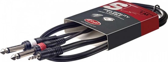Stagg SYC Stereo Mini Jack to Dual Mono Jack Cable (1m/3ft), SYC1/MPSB2P E