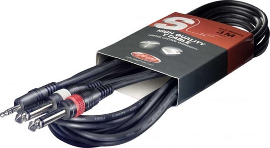 Stagg SYC Stereo Mini Jack to Dual Mono Jack Cable (3m/10ft), SYC3/MPSB2P E