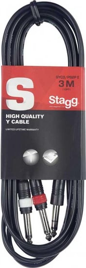 Stagg SYC Stereo Jack to Dual Mono Jack Cable (3m/10ft), SYC3/PS2P E