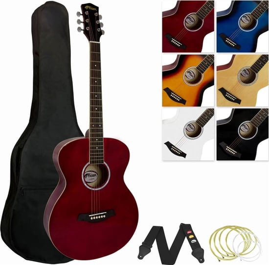 Tiger ACG2 Acoustic Guitar Pack for Beginners, Red
