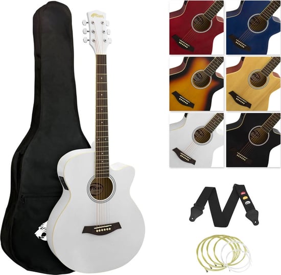 Tiger ACG4 Electro Acoustic Guitar for Beginners, White