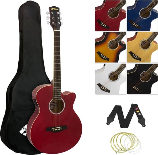 Tiger ACG4 Electro Acoustic Guitar for Beginners, Red