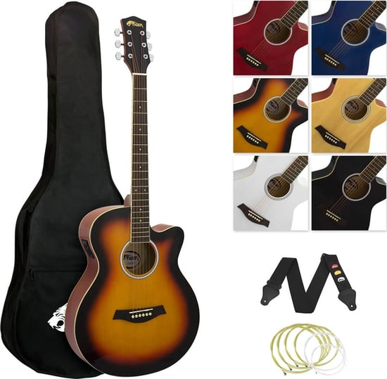 Tiger ACG4 Electro Acoustic Guitar for Beginners, Sunburst