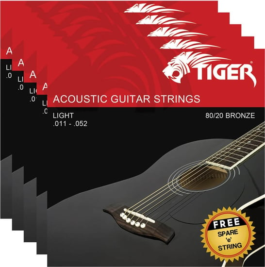 Tiger AGS-5-SL Steel Acoustic Strings, Super Light, 11-52, 5 Pack