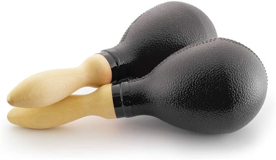 Tiger Pair of Full-Size Maracas with Wooden Handles, Black