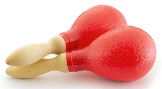 Tiger MAR7 Plastic Maracas with Wooden Handles, Large, Red
