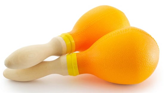 Tiger MAR7 Plastic Maracas with Wooden Handles, Large, Yellow