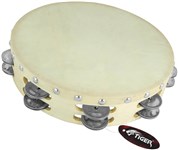 Tiger TAM98-10 10" Wooden Tambourine Double Row, Natural