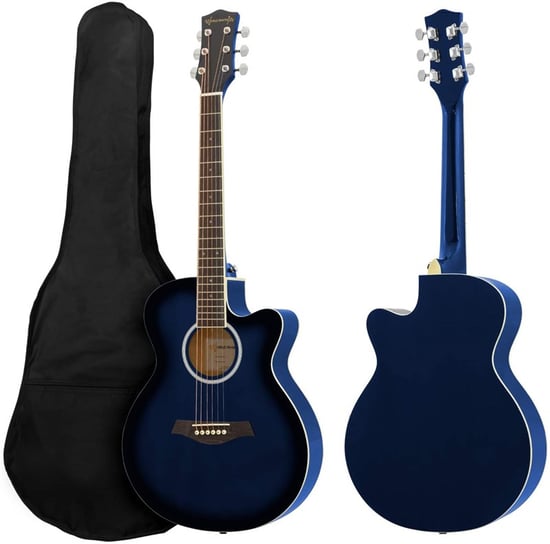 World Rhythm WR-205 3/4 Acoustic Guitar, Small Body Cutaway, Blue