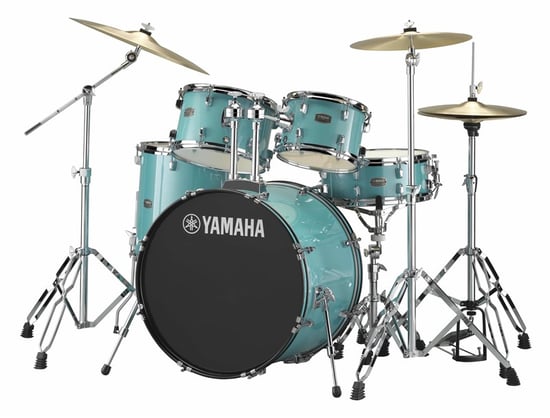 Yamaha Rydeen 5 Piece Rock Kit with Cymbals, Turquoise Glitter